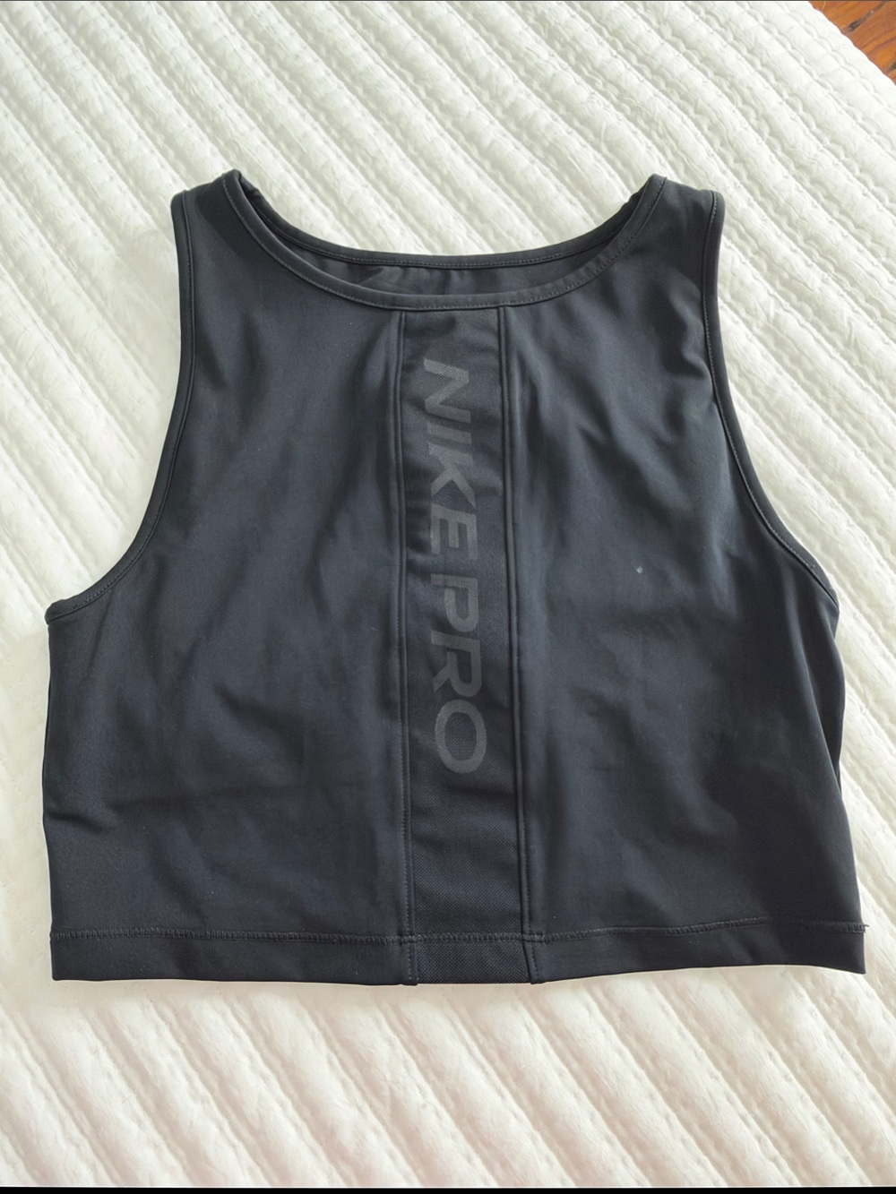 Nike Black Pro Crop Tank with Center Back Logo